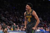 Baylor Bears RayJ Dennis reacts to a big play.
